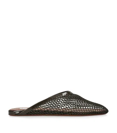 Alaïa Fishnet Flat Mules Rubber Sole In Black