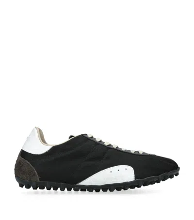 Maison Margiela Sprinter Leather And Suede-trimmed Twill Sneakers In Black
