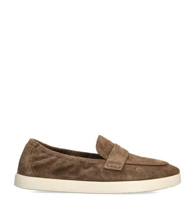 Tory Burch Slip-on Loafers With Suede Finish And Rubber Sole In Brown