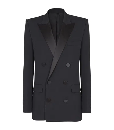 Balmain Double-breasted Tuxedo Blazer In Black