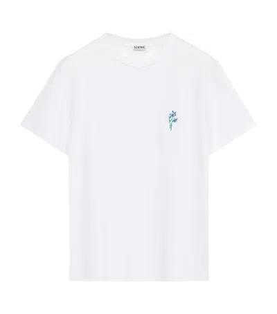 Loewe Floral-embroidered Short-sleeved T-shirt In White