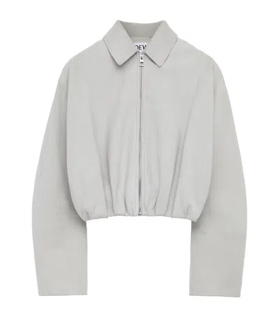 Loewe Draped Suede Jacket In Gray