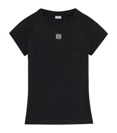 Loewe Anagram Embroidered Cotton-blend Jersey T-shirt In Black