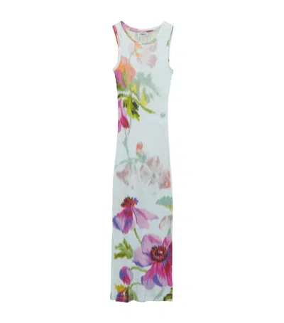 Loewe Silk-blend Dress With Floral Digital Print In White