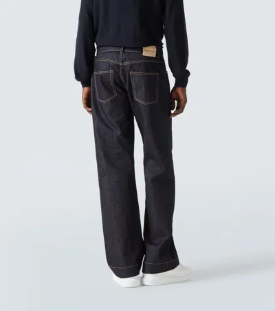 Alexander Mcqueen Cotton Denim Wide Leg Jeans In Blue