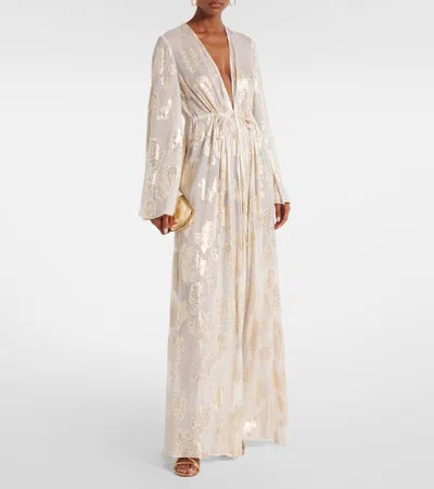 Alexandra Miro Aurelia Silk-blend Maxi Dress In Neutral