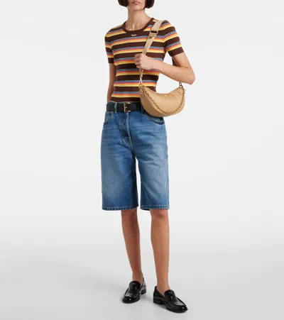 Prada Re-nylon Demi-lune Shoulder Bag In Brown