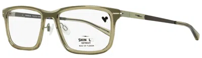 Shinola Unisex Flexon Rectangular Eyeglasses Sh37003 278 Crystal Fog 53mm In Green