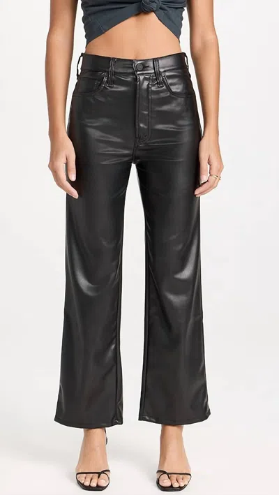 Mother The Half Pipe Flood High Waist Coated Leather Pants In Black
