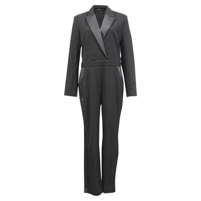 Maje Pacome Straight-leg Gabardine Jumpsuit In Black Polyester