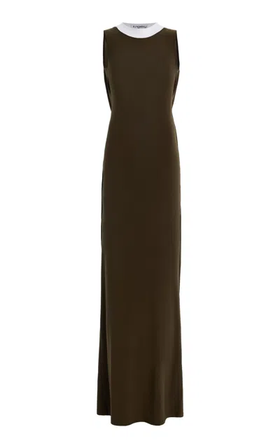 K.ngsley Kort Layered Cotton Jersey Maxi Dress In Green