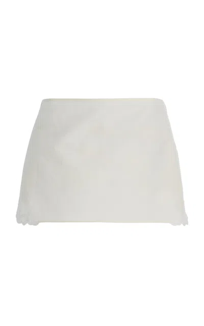 Miu Miu Linen And Cotton Mini Skirt In White