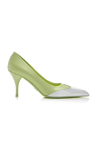 Prada Satin And Metallic Leather Pumps