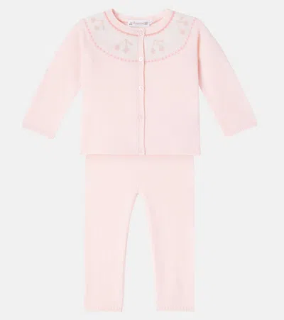 Bonpoint Baby Jenny Baby Wool And Cashmere Sweater And Pants Set In Pink