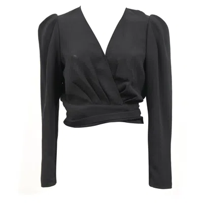 Ba&sh Ba & Sh Oxane Pleated Wrap Cropped Top In Black Polyester In Black