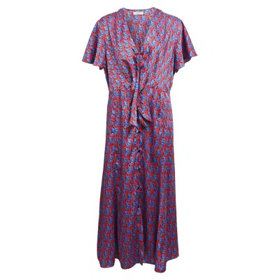 Sandro Printed Buttoned Midi Dress In Multicolor Polyester