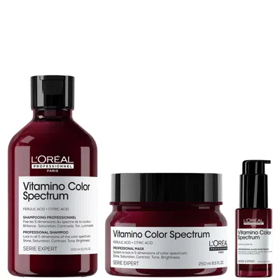 L'oreal Professionnel Vitamino Color Spectrum Shampoo 300ml,rinse Off Hair Mask 250ml And Serum 30ml Bundle For Coloured H