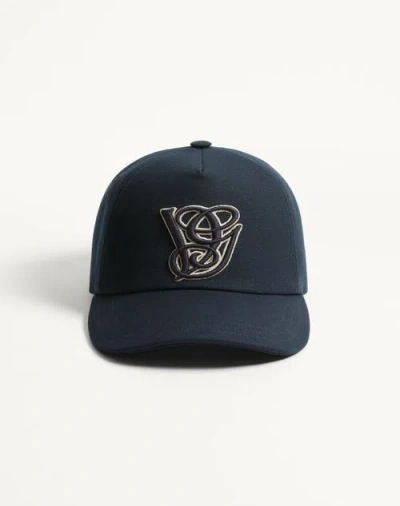 Valentino Garavani Cotton Baseball Cap With Embroidery In Blue