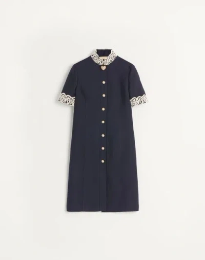 Valentino Indigo Blue Dress With Macramé Trim