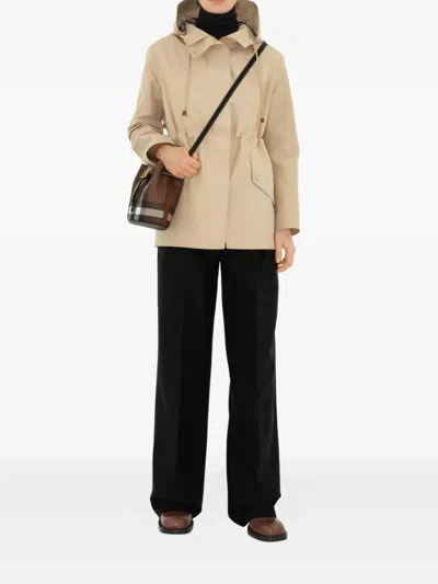 Burberry Logo Plaque Checked Drawstring Shoulder Bag