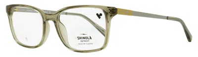 Shinola Unisex Flexon Rectangular Eyeglasses Sh37003 278 Crystal Fog 53mm In Green