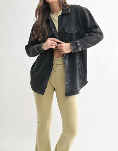 Mono B Snap-on Shacket With Pockets In Black