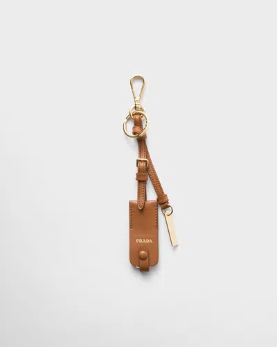 Prada Leather Keychain Charm With Mirror Case
