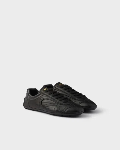 Prada Montecarlo Re-edition 2005 Antiqued Nappa Leather Sneakers In Black