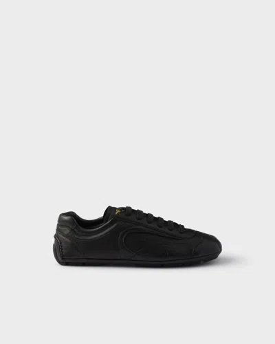 Prada Montecarlo Re-edition 2005 Antiqued Nappa Leather Sneakers In Black