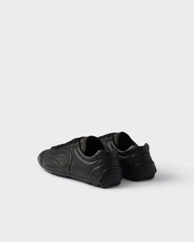 Prada Montecarlo Re-edition 2005 Antiqued Nappa Leather Sneakers In Black