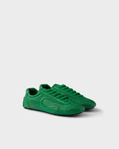 Prada Montecarlo Re-edition 2005 Antiqued Nappa Leather Sneakers In Green