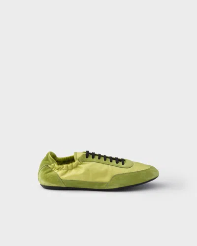 Prada Men's Collapse Nylon And Suede Low-top Sneakers