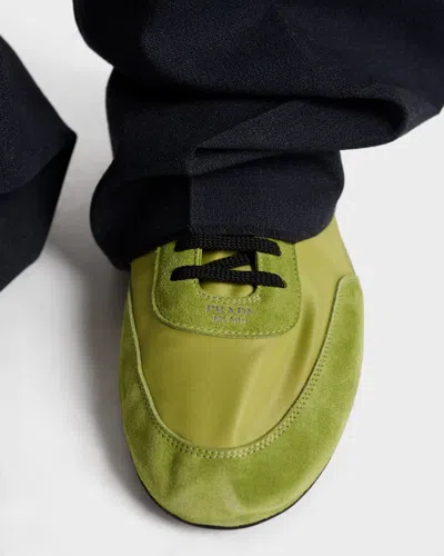 Prada Men's Collapse Nylon And Suede Low-top Sneakers