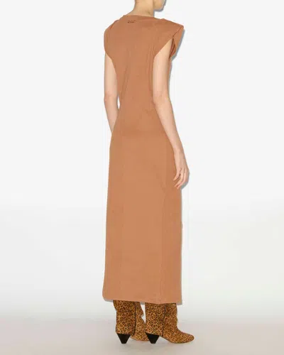 Isabel Marant Nadela Midi Dress With Side Slit In Brown