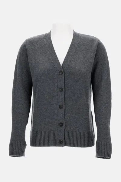 S Max Mara Grey Wool Knit Apollo Cardigan In Gray