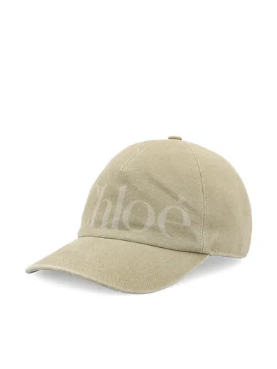 Chloé Cotton Cap Panelled Curved Brim In Brown