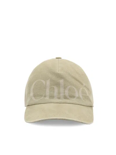 Chloé Cotton Cap Panelled Curved Brim In Brown