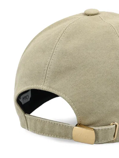 Chloé Cotton Cap Panelled Curved Brim In Brown