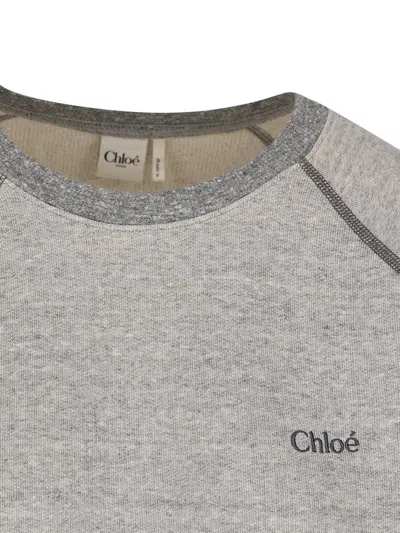Chloé Logo Embroidered Fleece Sweatshirt In Gray
