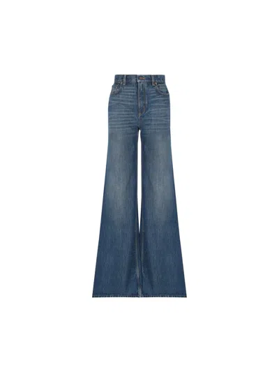 Chloé Chloe' Wide Leg Denim Jeans In Black
