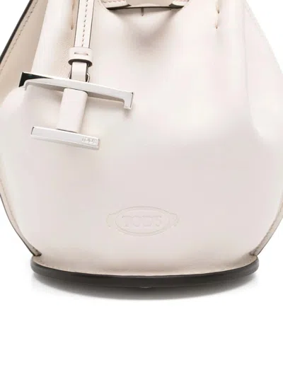Tod's Mini Leather Bucket Bag In White