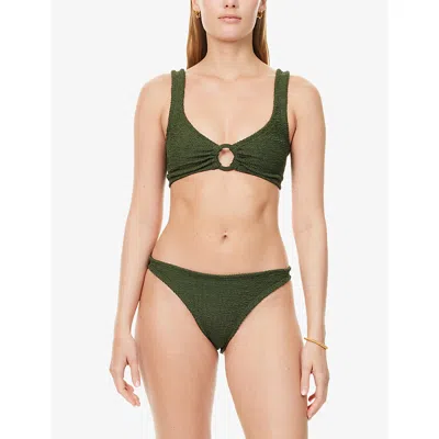 Hunza G 'julia' Green Bikini With Chunky Fixed Straps And Cut-out With Ring In Green