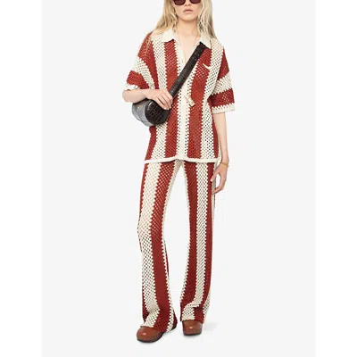 Zadig & Voltaire Womens Judo Ciara Striped Cotton-crochet Shirt In Multi