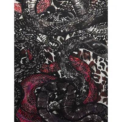 Zadig & Voltaire Womens Burgundy Debbie Snake-print Viscose And Silk-blend Scarf