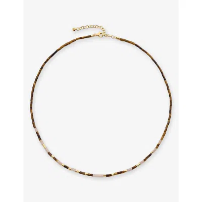 Monica Vinader Womens Brown Delphi Gemstone 18ct Yellow Gold Vermeil And Tiger Eyes Beaded Necklac In Brown