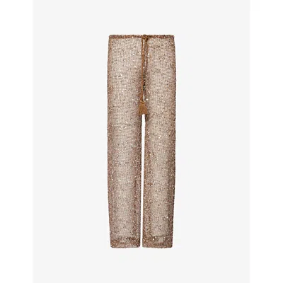 Jaded London Womens Multi Sequin Drawstring Woven Trousers