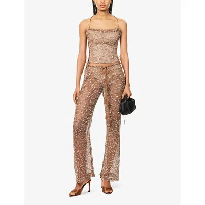 Jaded London Womens Multi Sequin Drawstring Woven Trousers