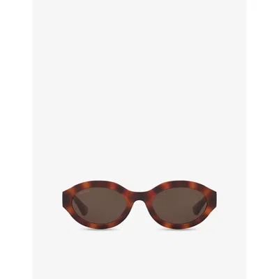 Gucci Womens Brown Gg1579s Oval-frame Injected Sunglasses In Red