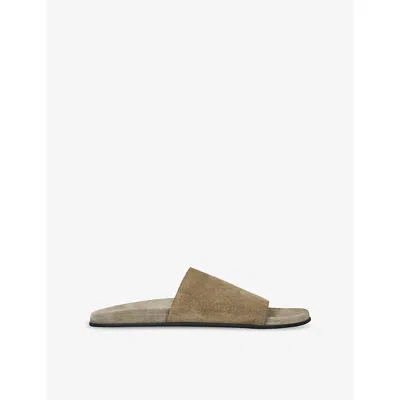 The Row Hugh Suede Flat Slide Sandals In Nude