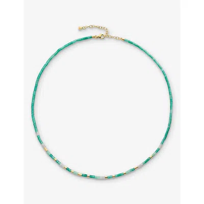 Monica Vinader Womens Delphi Gemstone 18ct Yellow Gold Vermeil And Green Onyx Beaded Necklac In Green